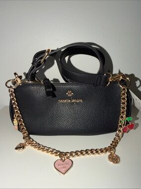 Nanette Lepore Black Charm Crossbody Bag NWT | Gold Chain | Wear 2 Ways